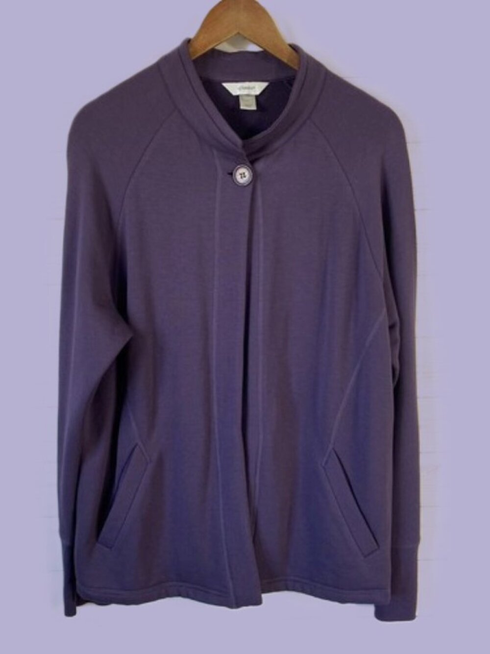 CJ Banks ~ Plum ~ One button Fleece Cardigan / Jacket ~ 0X [XXL]